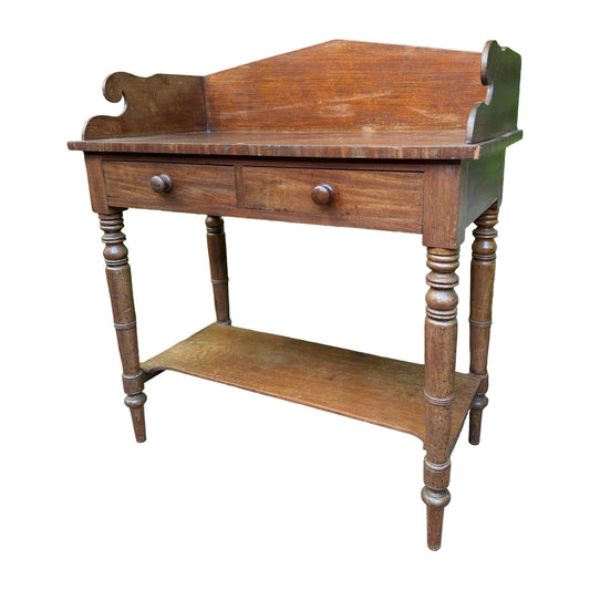 Antique Victorian Mahogany Washstand - Gallery Back Console Table Desk 91cm