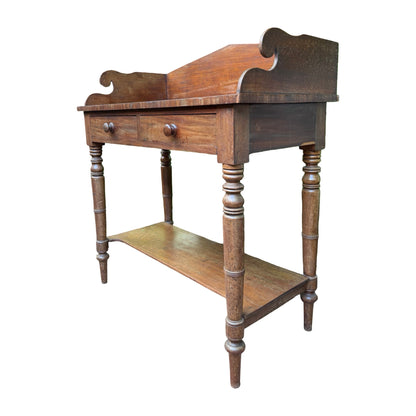 Antique Victorian Mahogany Washstand - Gallery Back Console Table Desk 91cm