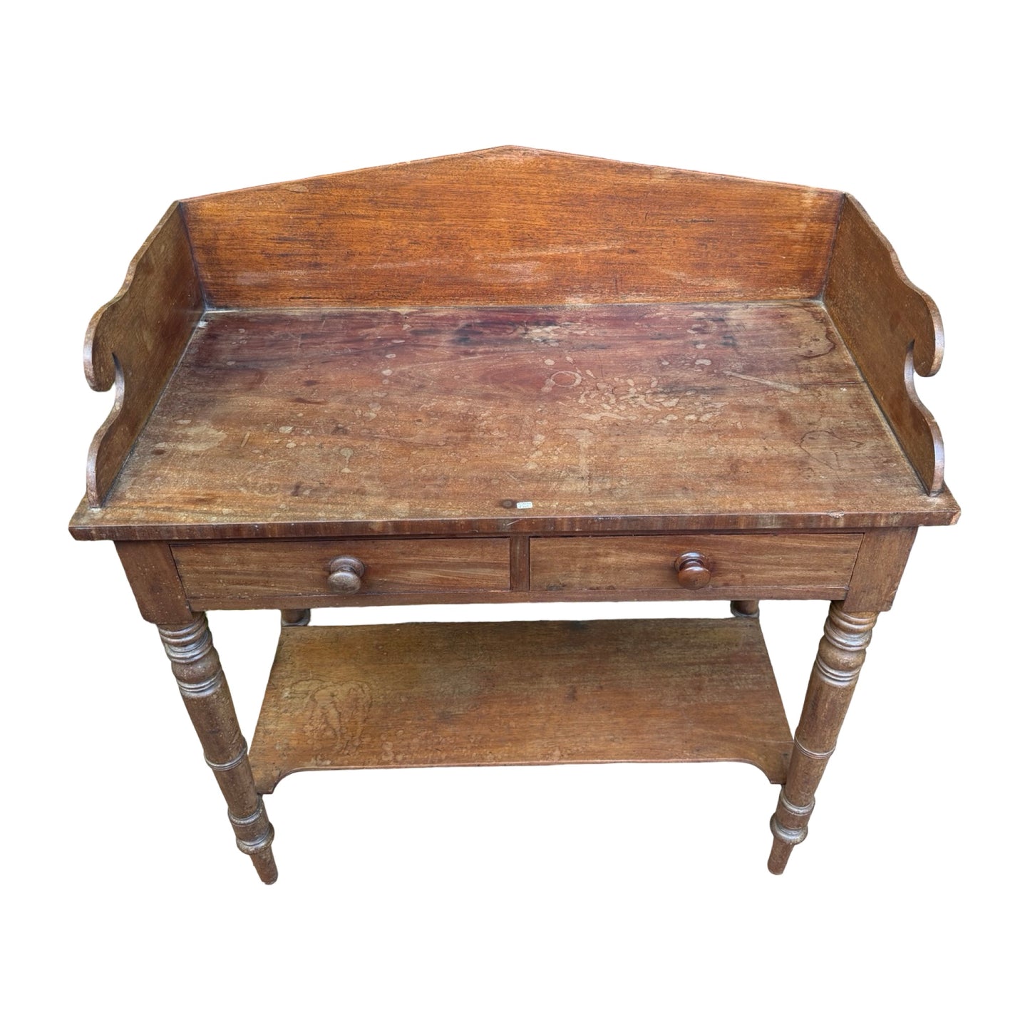 Antique Victorian Mahogany Washstand - Gallery Back Console Table Desk 91cm