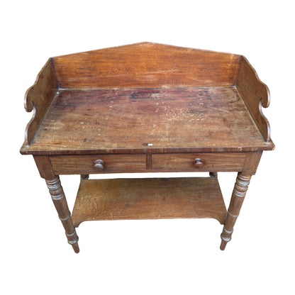 Antique Victorian Mahogany Washstand - Gallery Back Console Table Desk 91cm