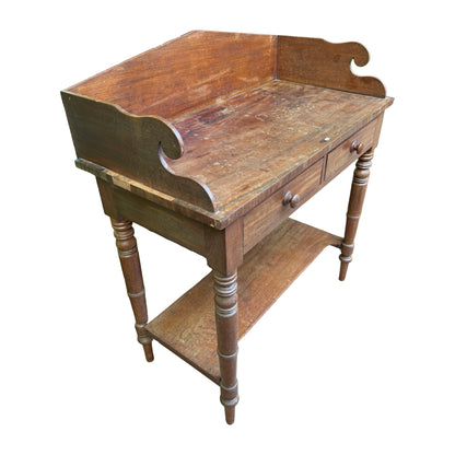 Antique Victorian Mahogany Washstand - Gallery Back Console Table Desk 91cm