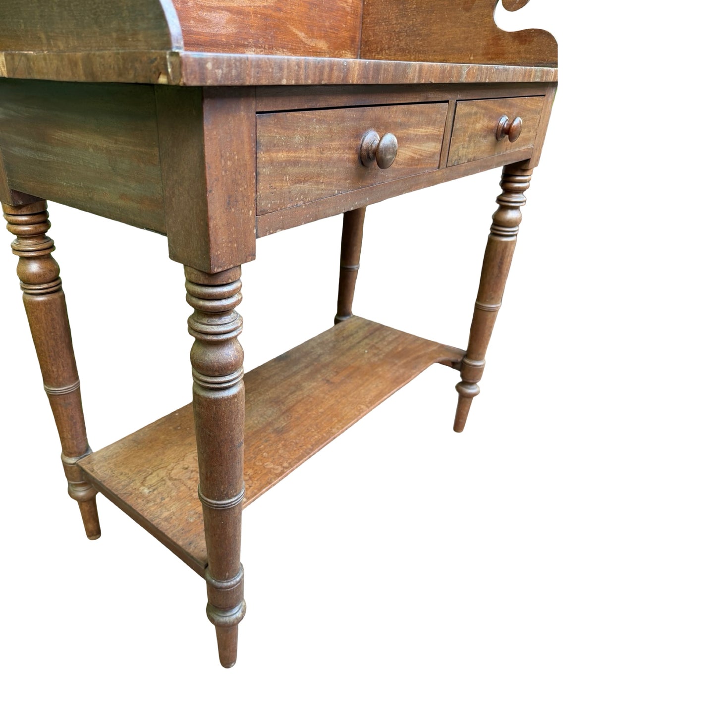 Antique Victorian Mahogany Washstand - Gallery Back Console Table Desk 91cm