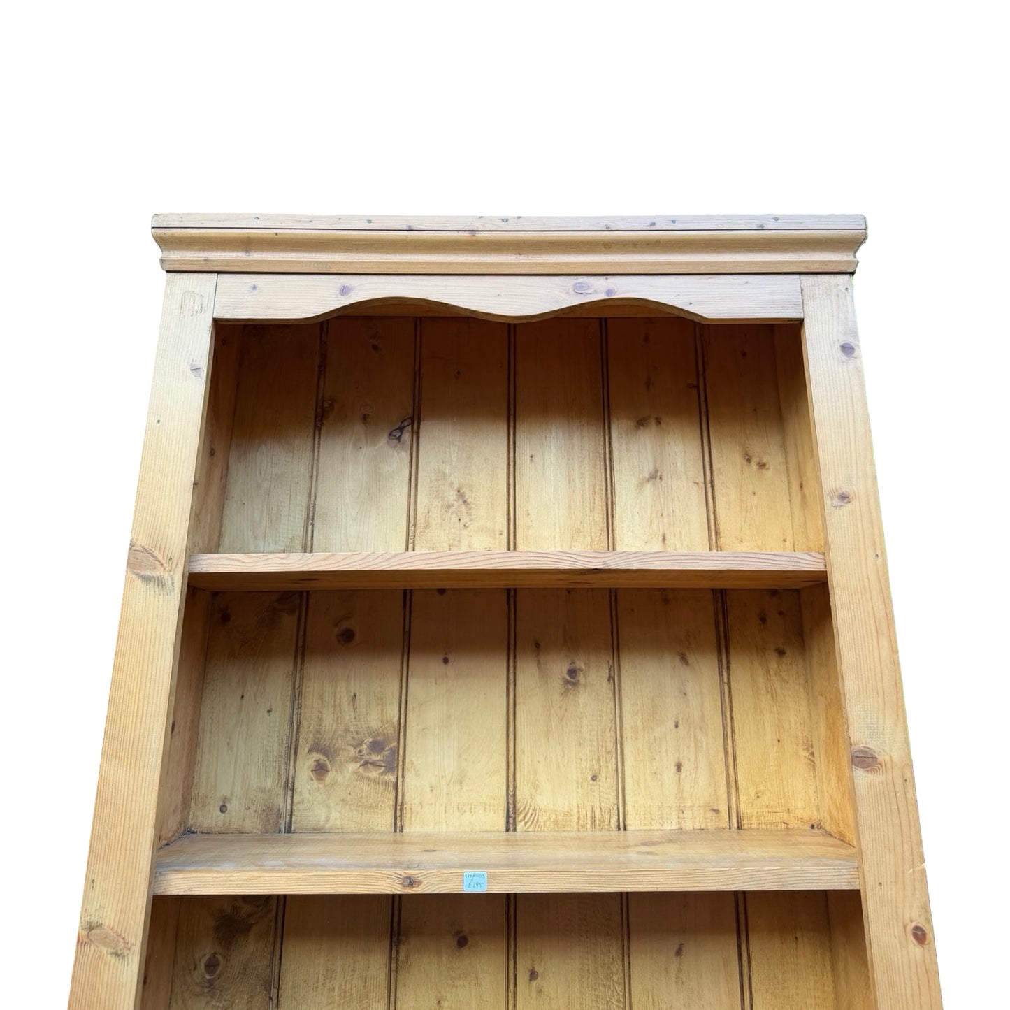 Tall Vintage Pine Open Bookcase - Slim 7 Tier Shelving Unit - Library Rack 230cm