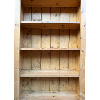 Tall Vintage Pine Open Bookcase - Slim 7 Tier Shelving Unit - Library Rack 230cm