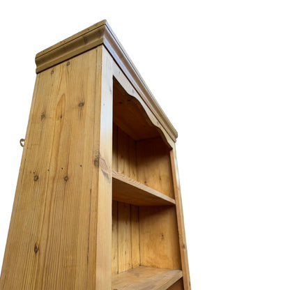 Tall Vintage Pine Open Bookcase - Slim 7 Tier Shelving Unit - Library Rack 230cm