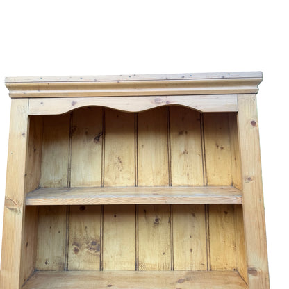 Tall Vintage Pine Open Bookcase - Slim 7 Tier Shelving Unit - Library Rack 230cm