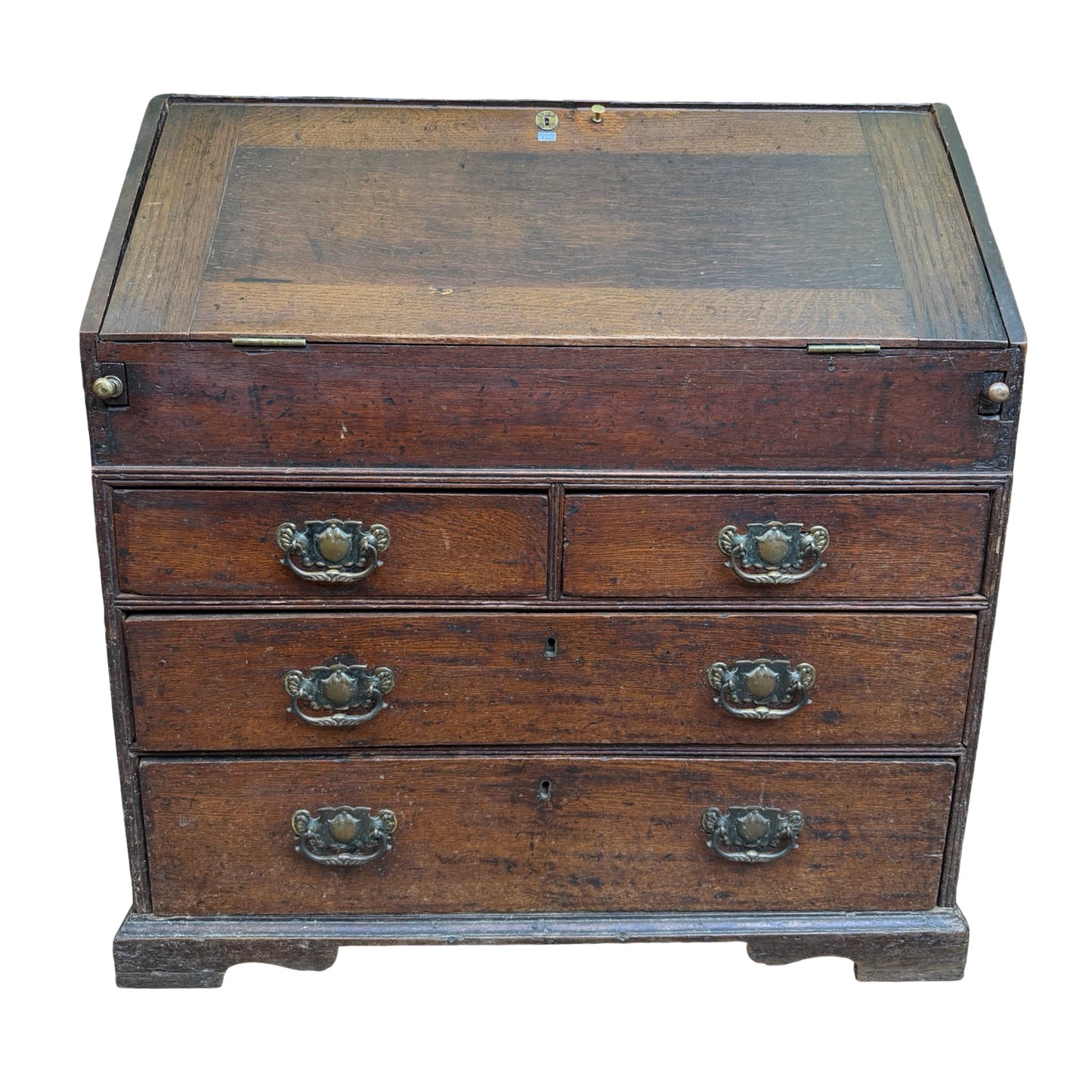 Antique Georgian Oak Writing Bureau - Slant Front Desk with Secret Compartment