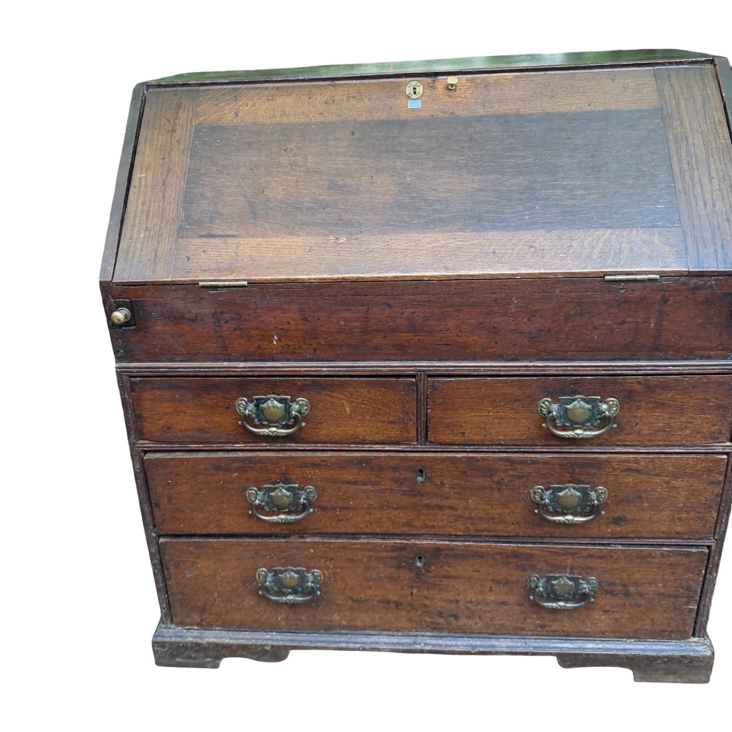 Antique Georgian Oak Writing Bureau - Slant Front Desk with Secret Compartment