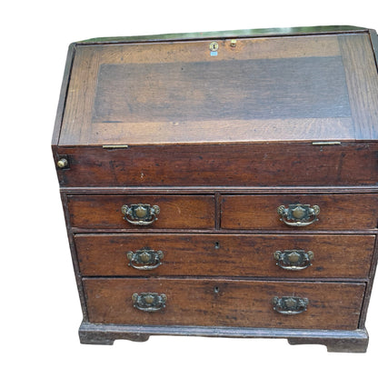 Antique Georgian Oak Writing Bureau - Slant Front Desk with Secret Compartment