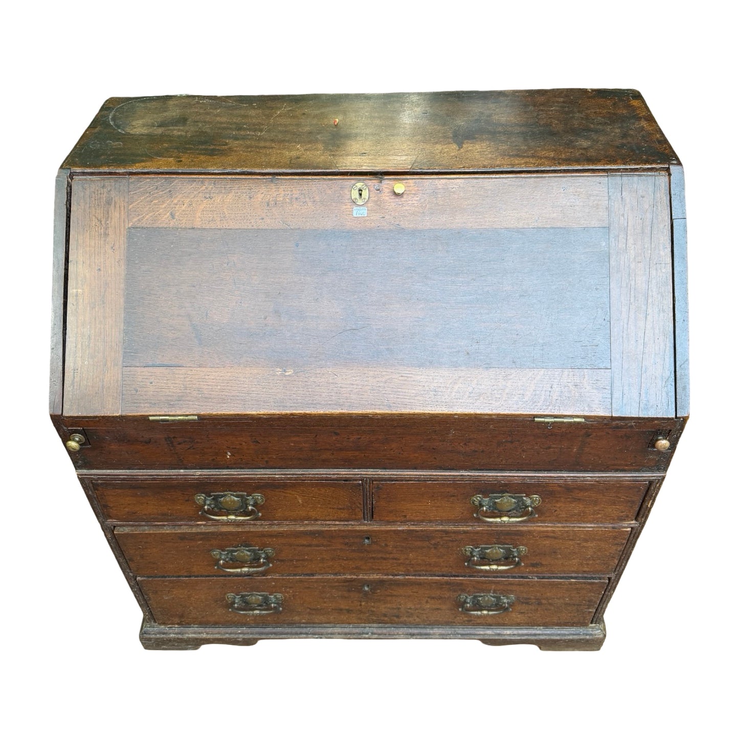 Antique Georgian Oak Writing Bureau - Slant Front Desk with Secret Compartment