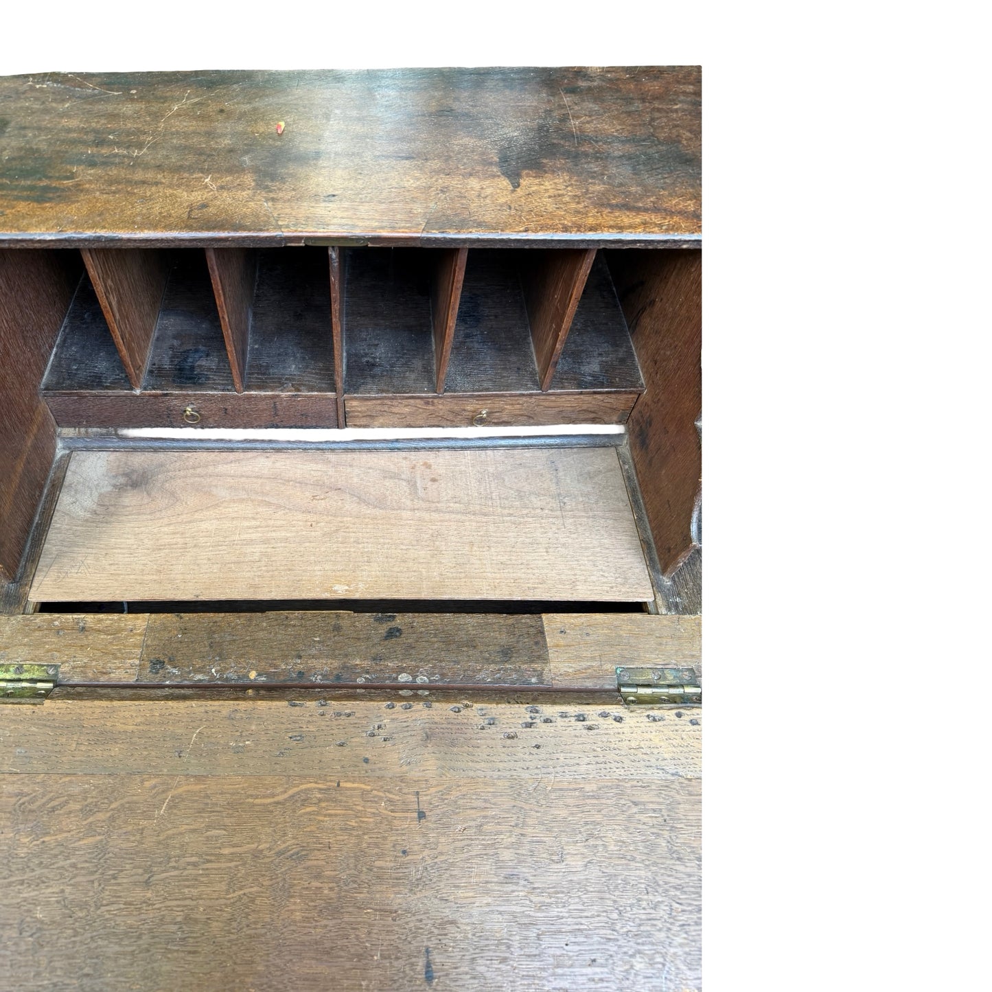 Antique Georgian Oak Writing Bureau - Slant Front Desk with Secret Compartment