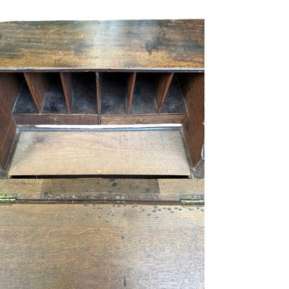 Antique Georgian Oak Writing Bureau - Slant Front Desk with Secret Compartment