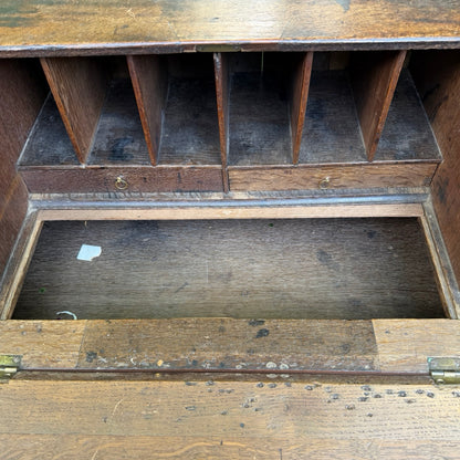 Antique Georgian Oak Writing Bureau - Slant Front Desk with Secret Compartment