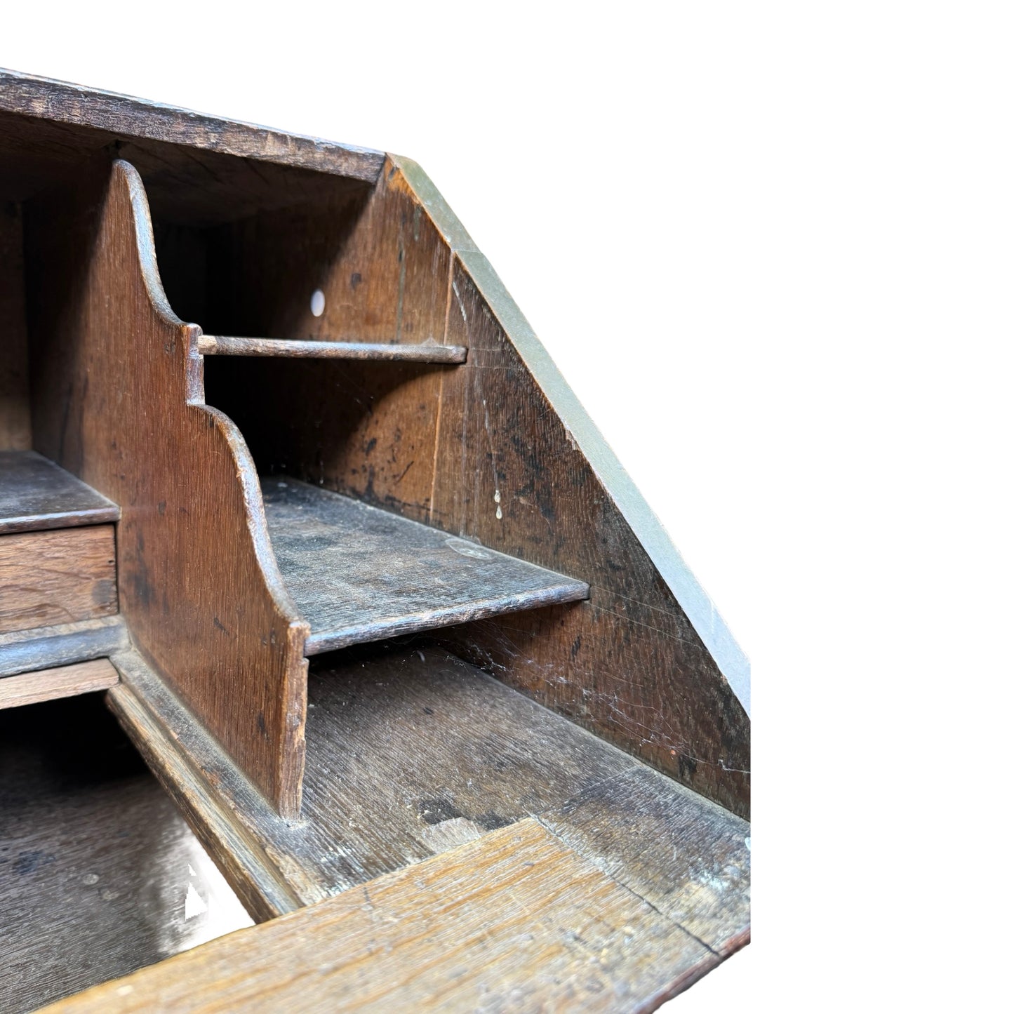 Antique Georgian Oak Writing Bureau - Slant Front Desk with Secret Compartment