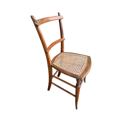 Ornate Victorian Spindle Back Chair - Woven Rattan Accent Seat - Walnut 83cm