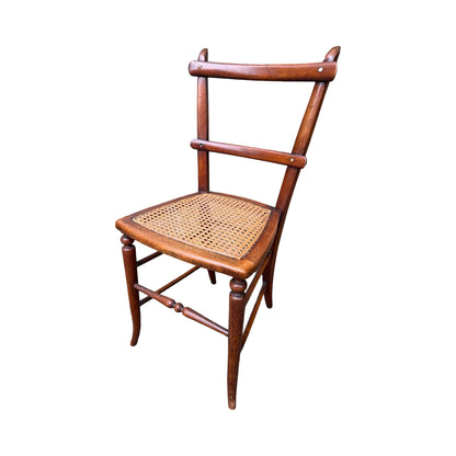 Antique Victorian Walnut Side Chair - Ornate Cane Seat Bedroom Occasional Chair
