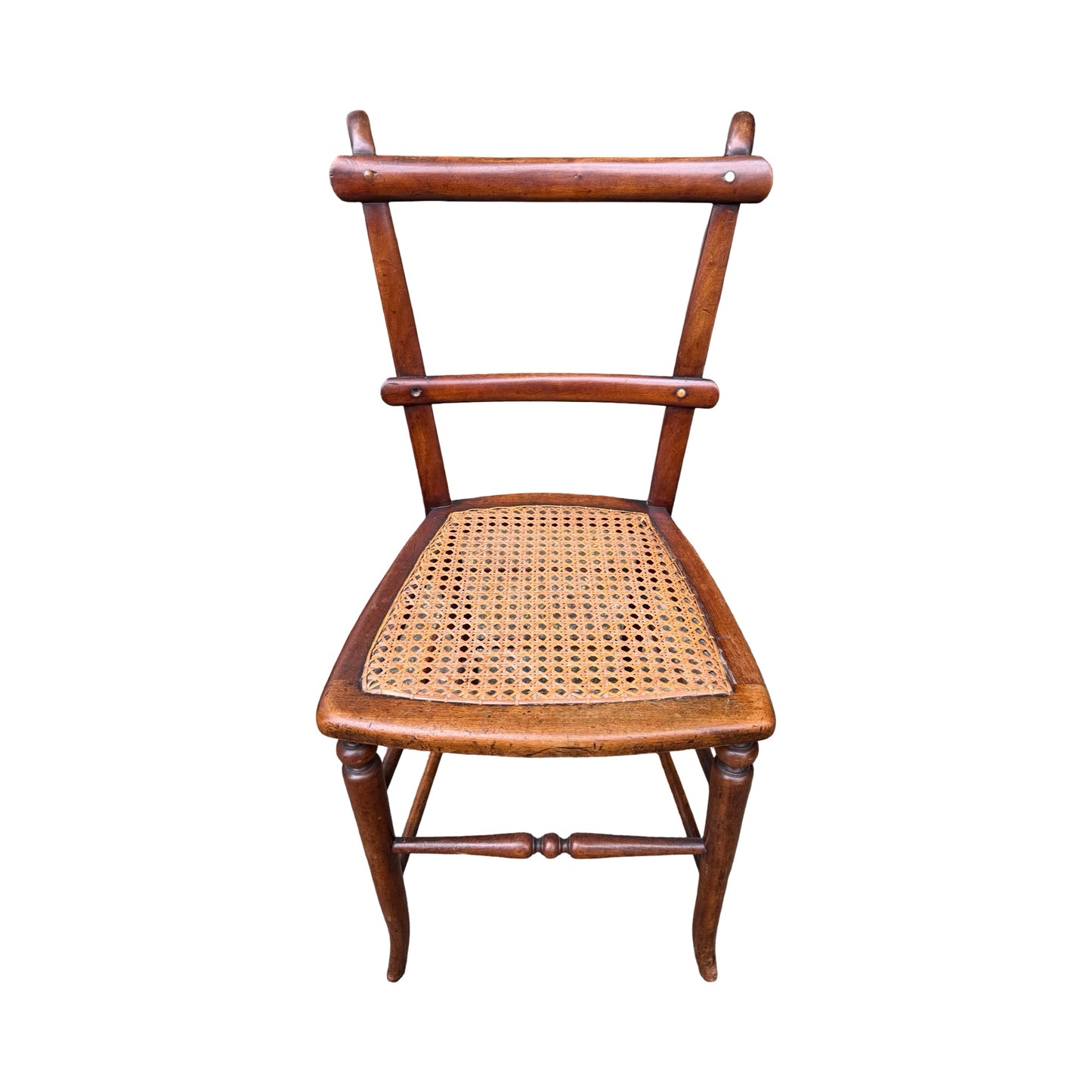 Antique Victorian Walnut Side Chair - Ornate Cane Seat Bedroom Occasional Chair
