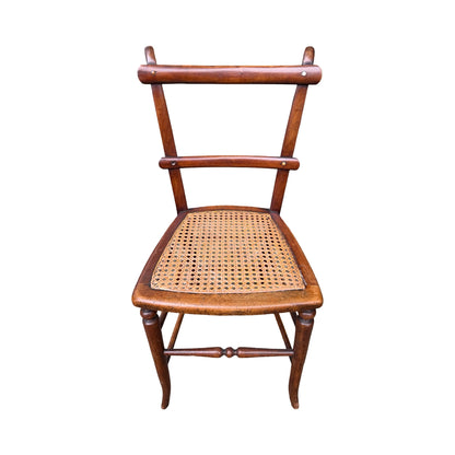 Antique Victorian Walnut Side Chair - Ornate Cane Seat Bedroom Occasional Chair