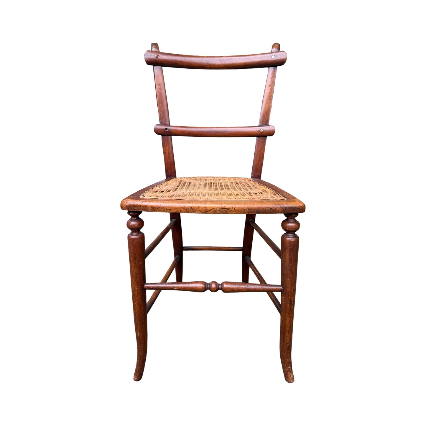 Antique Victorian Walnut Side Chair - Ornate Cane Seat Bedroom Occasional Chair