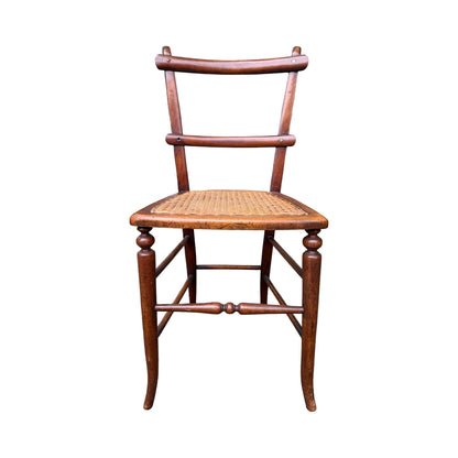 Antique Victorian Walnut Side Chair - Ornate Cane Seat Bedroom Occasional Chair