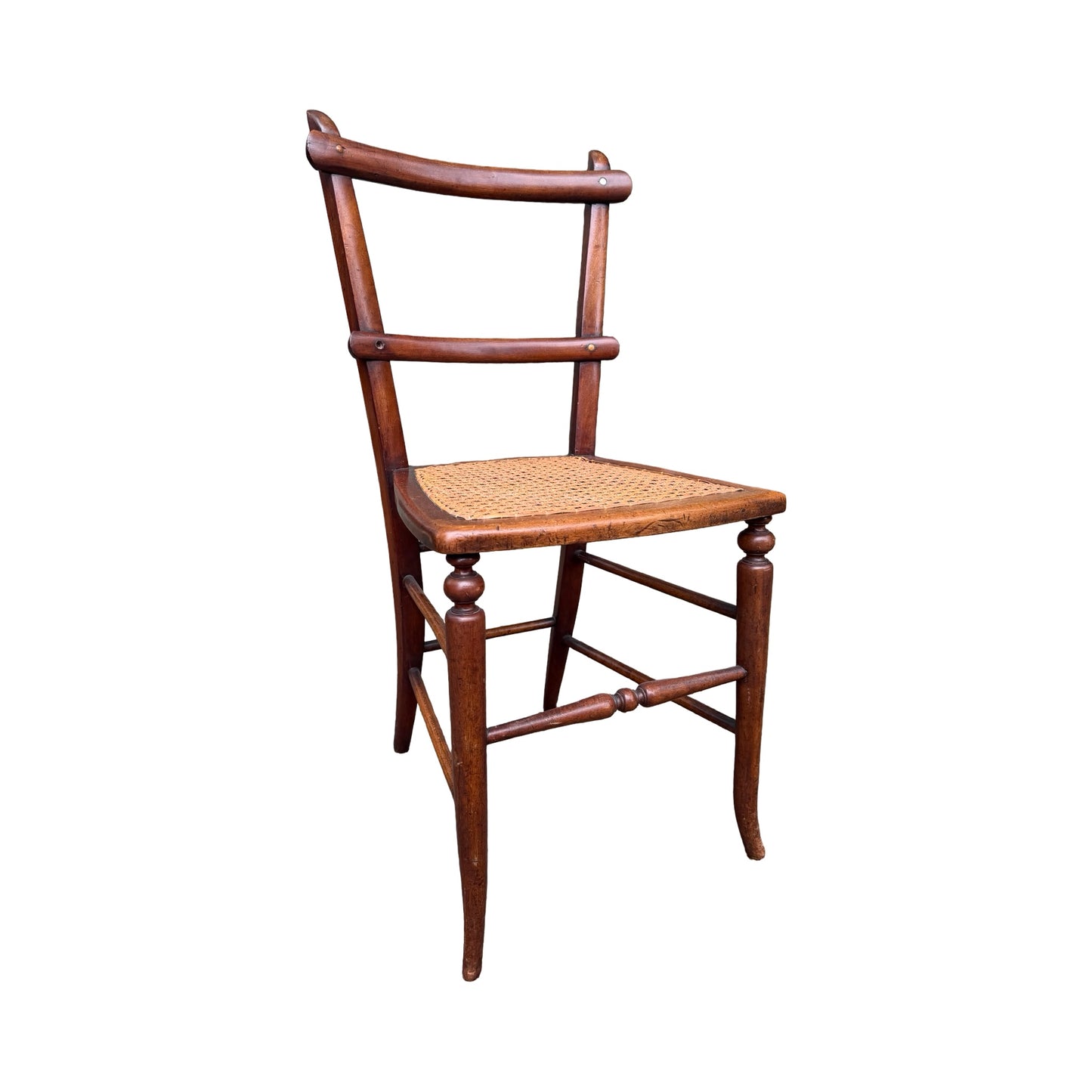 Antique Victorian Walnut Side Chair - Ornate Cane Seat Bedroom Occasional Chair