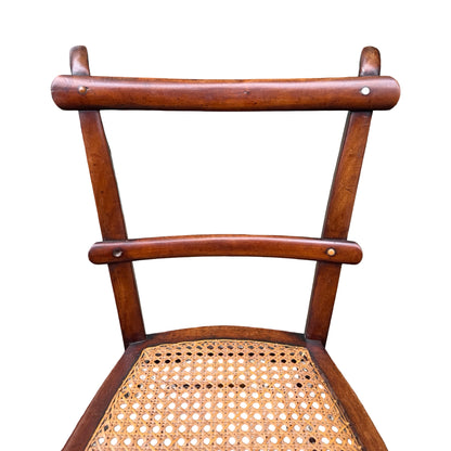 Antique Victorian Walnut Side Chair - Ornate Cane Seat Bedroom Occasional Chair