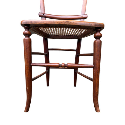 Antique Victorian Walnut Side Chair - Ornate Cane Seat Bedroom Occasional Chair