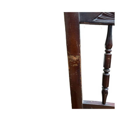 Antique Victorian Carved Bedroom Chair - Spindle Back Woven Cane Side Chair 81cm