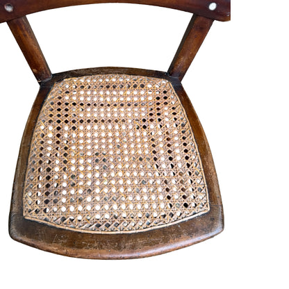 Antique Victorian Walnut Side Chair - Ornate Spindle Back & Woven Cane Bedroom Seat