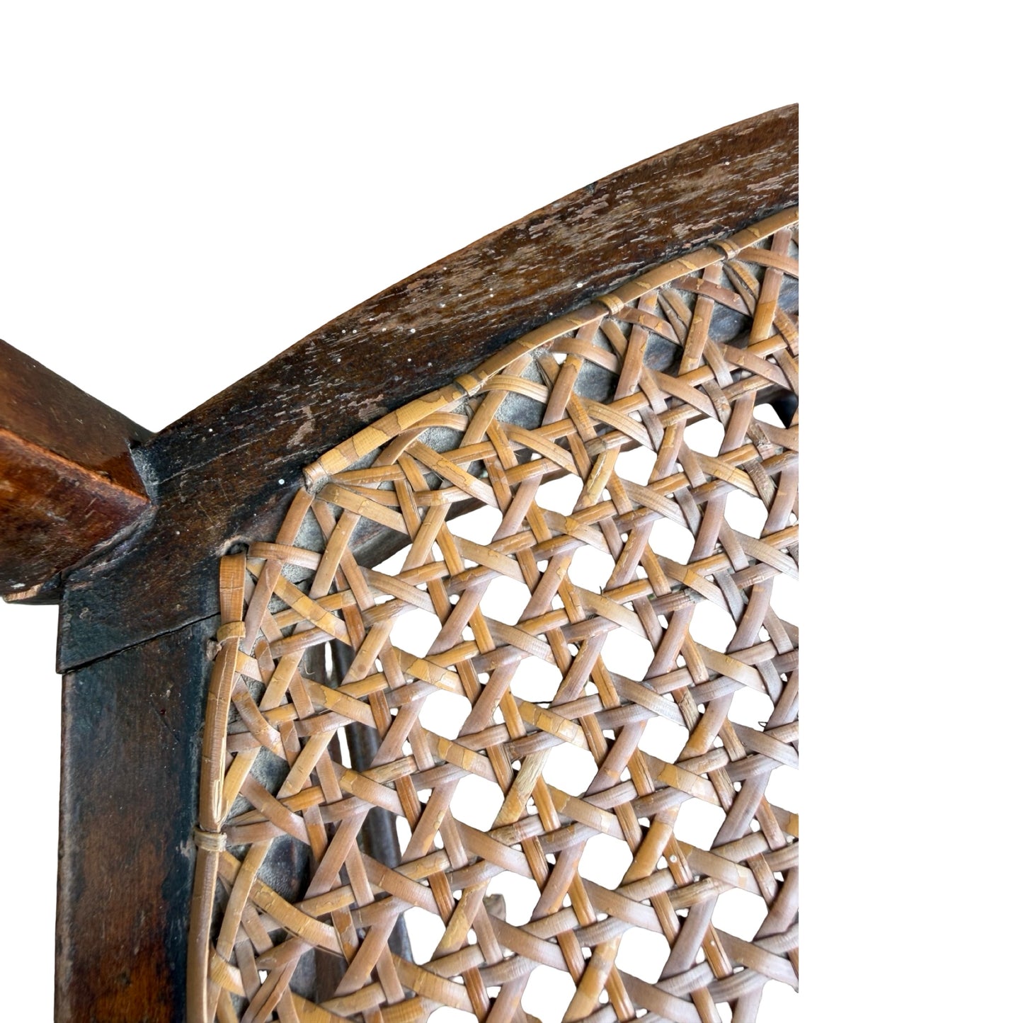 Antique Victorian Walnut Side Chair - Ornate Spindle Back & Woven Cane Bedroom Seat