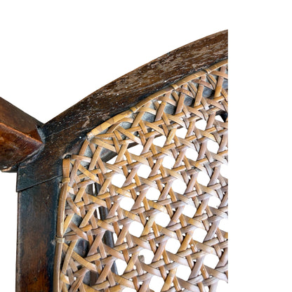 Antique Victorian Walnut Side Chair - Ornate Spindle Back & Woven Cane Bedroom Seat