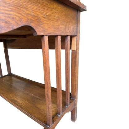 Antique Edwardian Oak Roll Top Desk - Small Tambour Front Writing Bureau 100cm