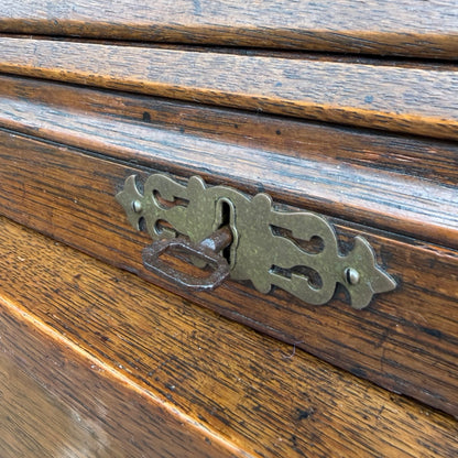 Antique Edwardian Oak Roll Top Desk - Small Tambour Front Writing Bureau 100cm