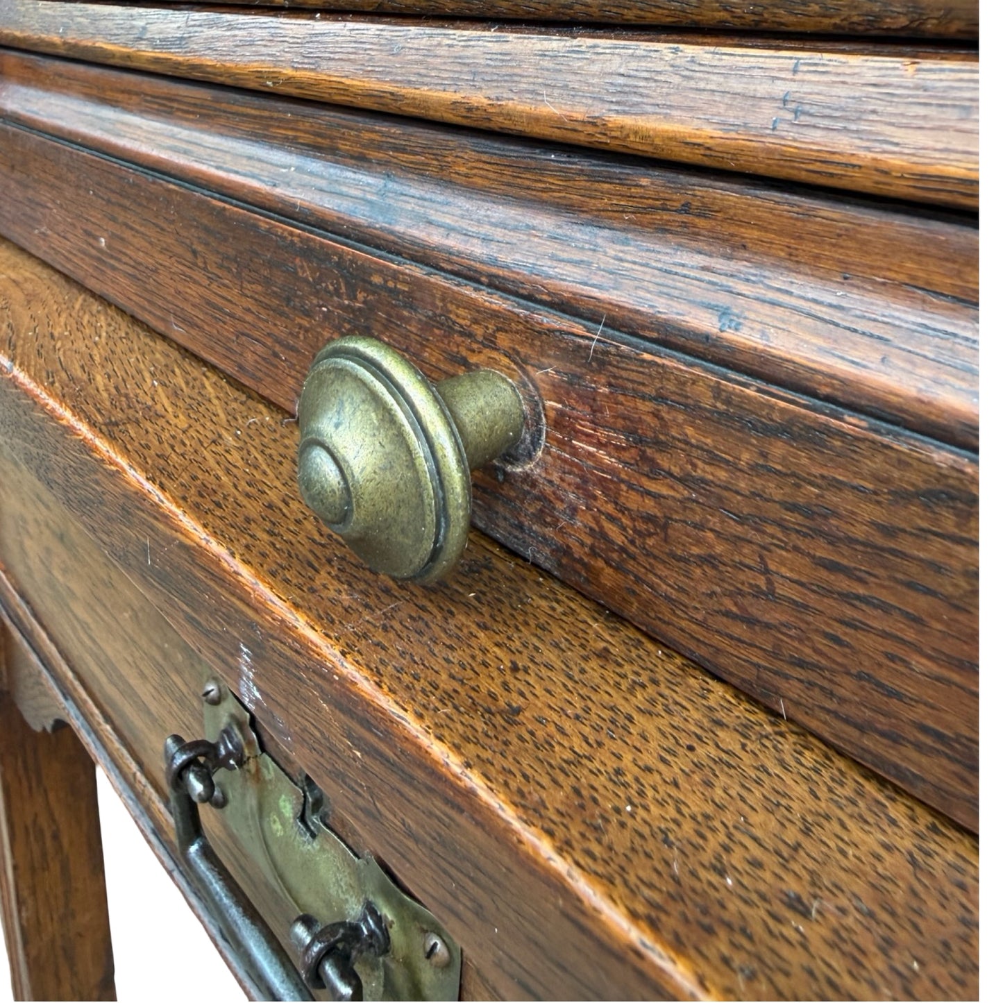 Antique Edwardian Oak Roll Top Desk - Small Tambour Front Writing Bureau 100cm