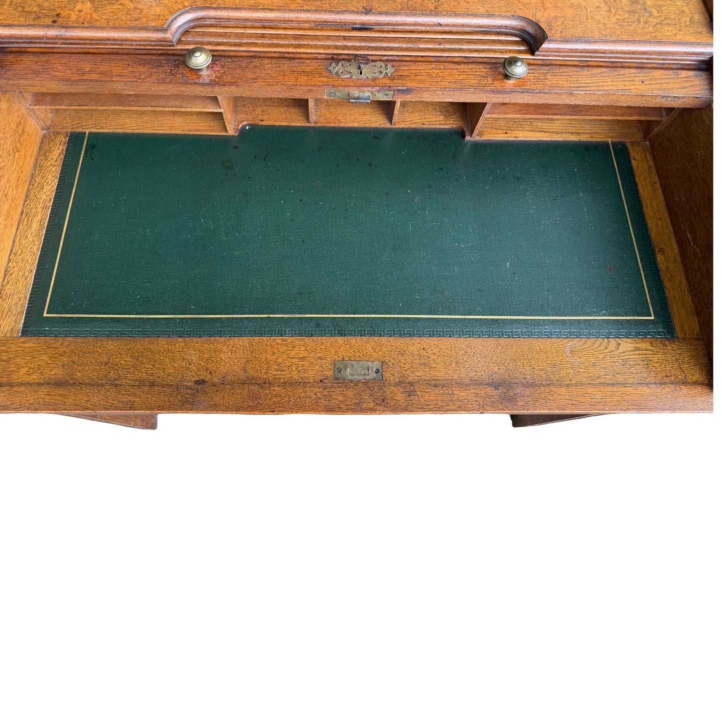 Antique Edwardian Oak Roll Top Desk - Small Tambour Front Writing Bureau 100cm