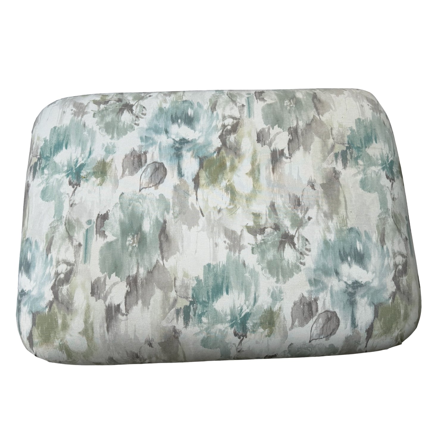 Modern Large Upholstered Ottoman - Floral Footstool with Turned Legs 88cm
