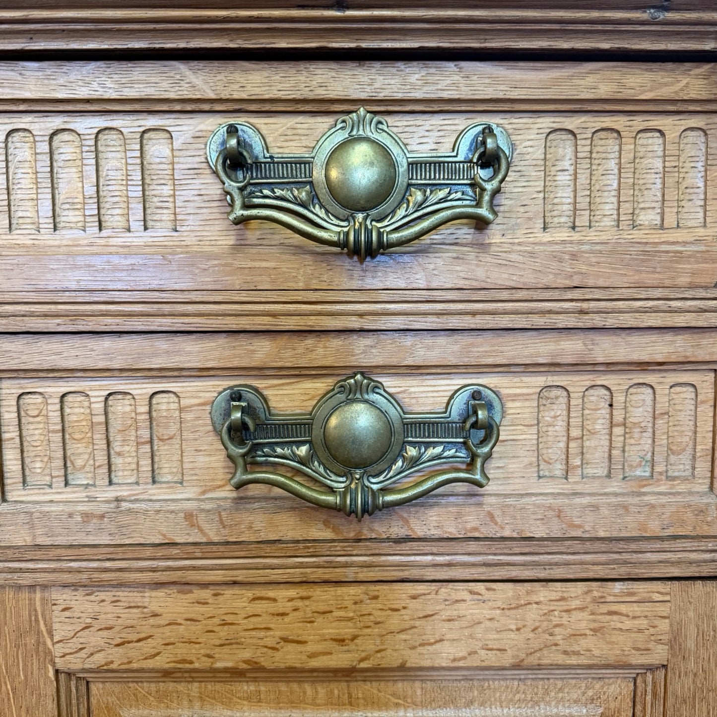 Antique Victorian Carved Oak Sideboard - Large 156cm Buffet Dresser Storage Unit