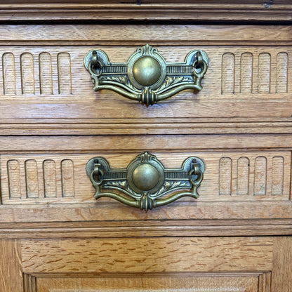Antique Victorian Carved Oak Sideboard - Large 156cm Buffet Dresser Storage Unit