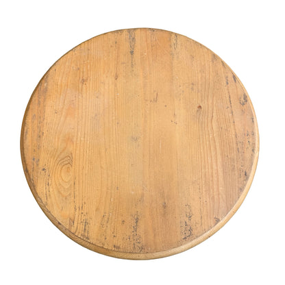 Contemporary Waxed Pine Side Table - Round Tripod Pedestal Wine Table