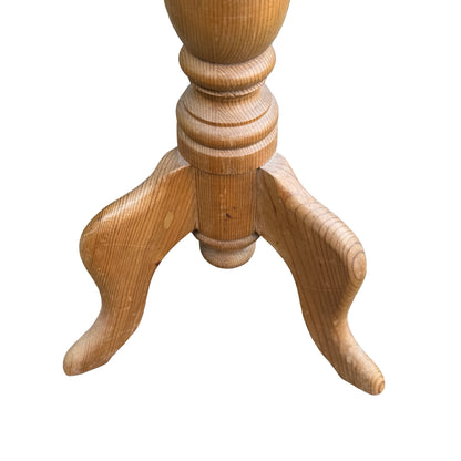 Contemporary Waxed Pine Side Table - Round Tripod Pedestal Wine Table
