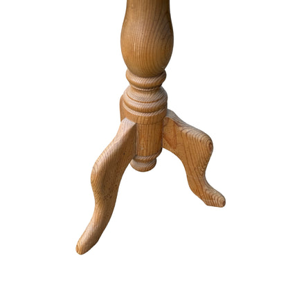 Contemporary Waxed Pine Side Table - Round Tripod Pedestal Wine Table