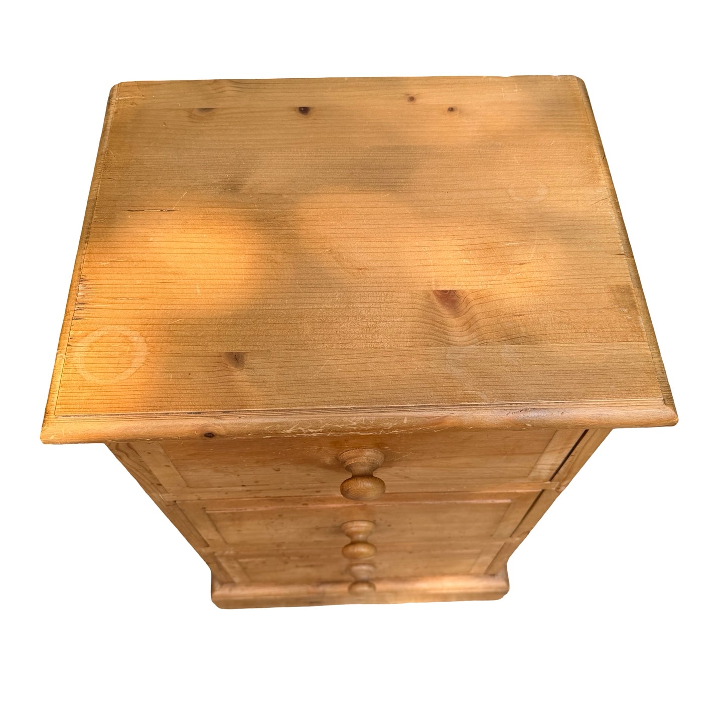 Contemporary Pine Bedside Chest - 3 Drawer Slim Nightstand Storage Unit 66cm