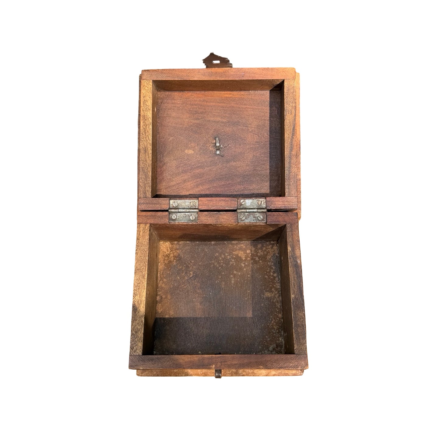 Vintage Indian Trinket Box - Rustic Iron Bound Jewellery Chest