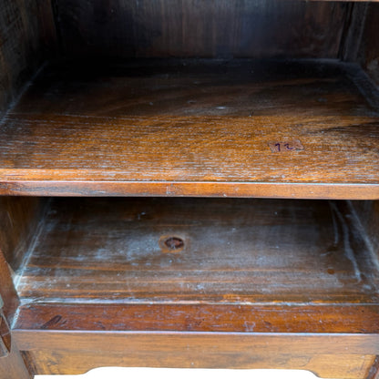 Small Vintage Oriental Altar Cabinet - Carved Tabletop Sideboard Cupboard 50cm