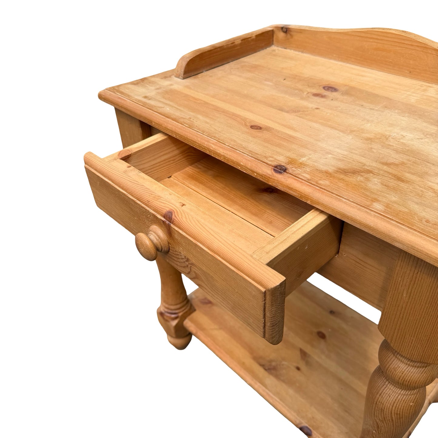 Contemporary Pine Side Table - Gallery Top Console Washstand Style Hall Table