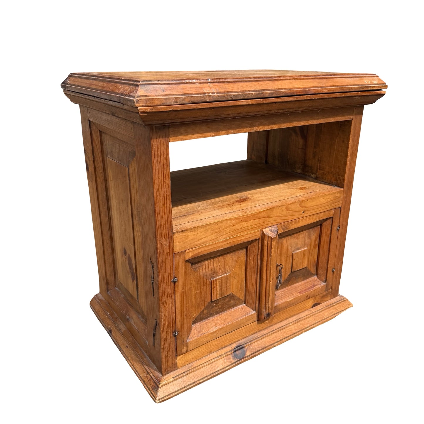 Mexican Pine TV Media Unit - Rustic Swivel Top Cabinet Small Sideboard Cupboard