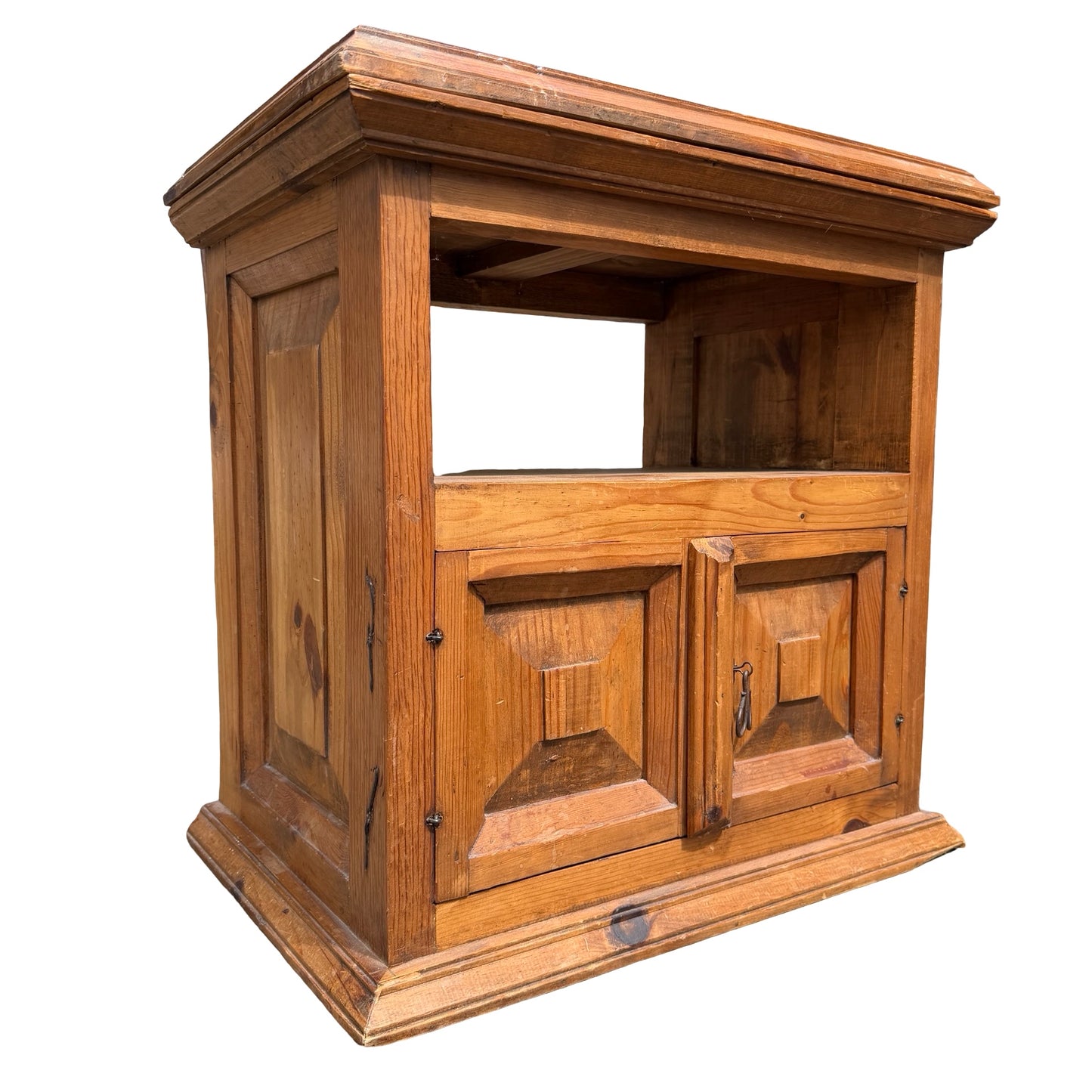 Mexican Pine TV Media Unit - Rustic Swivel Top Cabinet Small Sideboard Cupboard