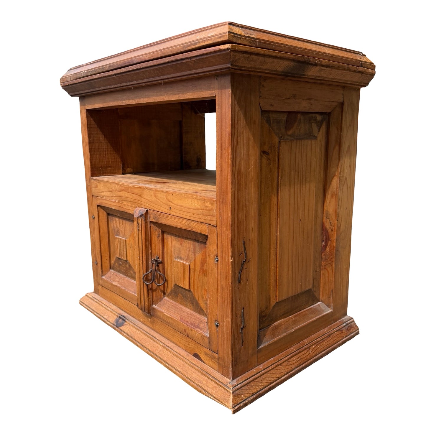Mexican Pine TV Media Unit - Rustic Swivel Top Cabinet Small Sideboard Cupboard