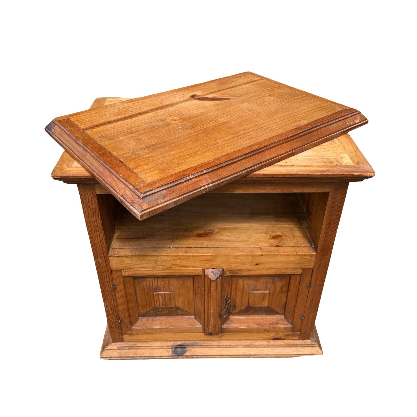 Mexican Pine TV Media Unit - Rustic Swivel Top Cabinet Small Sideboard Cupboard