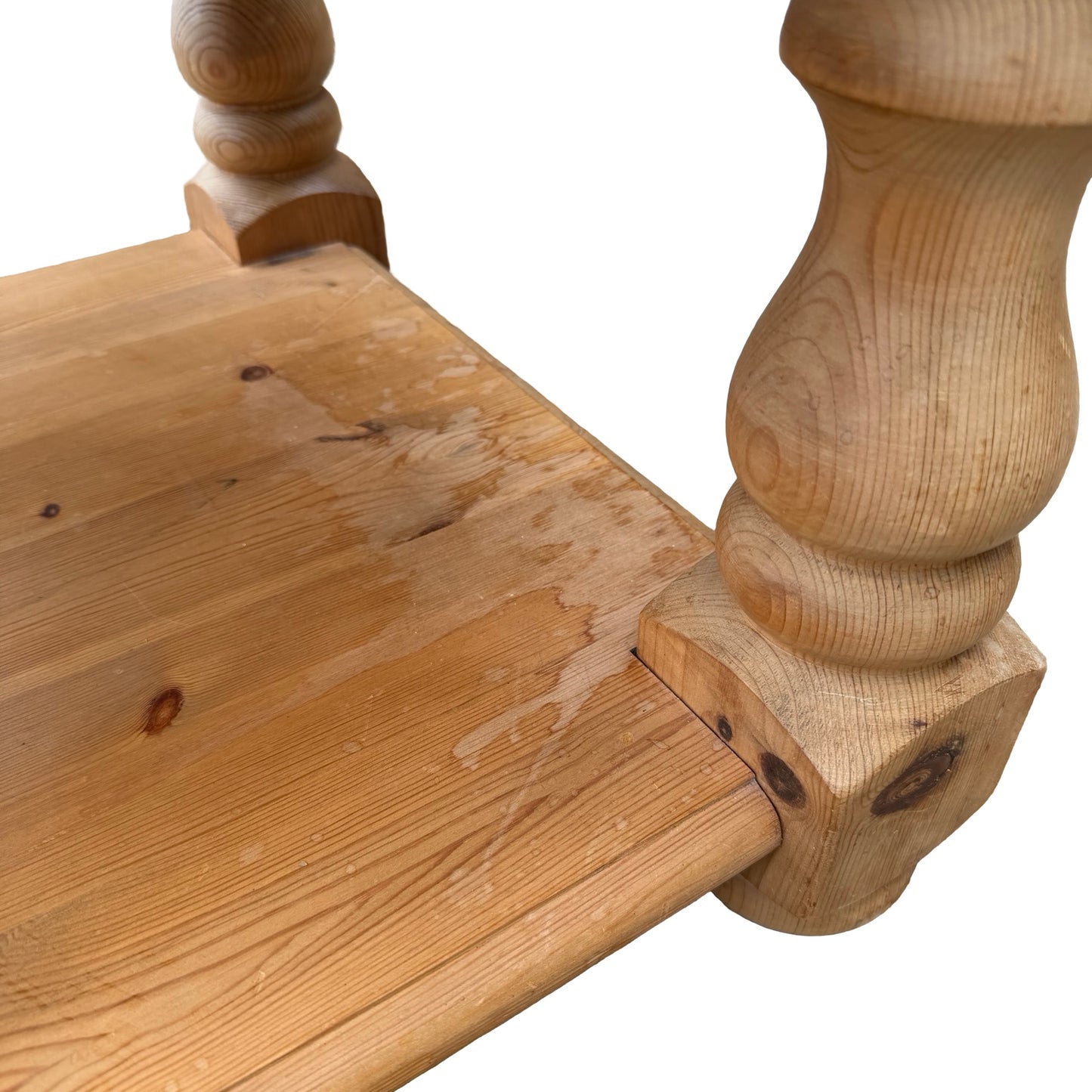 Square Pine Coffee Table - Chunky Turned Leg Side Table - Refurbishment Project